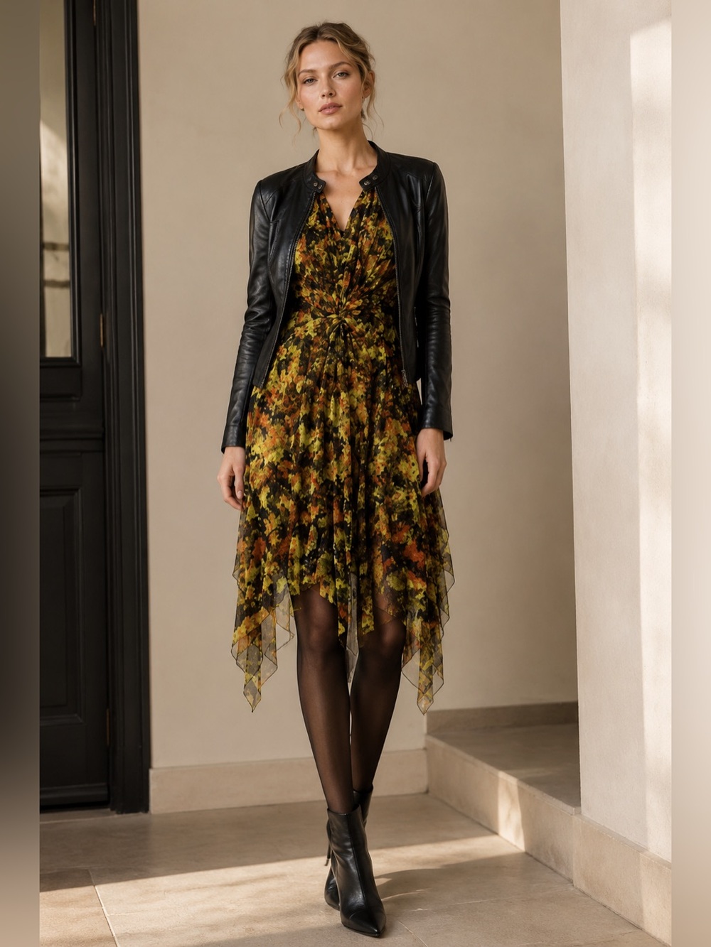 RICHARD CHAI BERGDORF GOODMAN DESIGNER LUXURY HI FASHION SILK FLORAL DRESS SZ 6